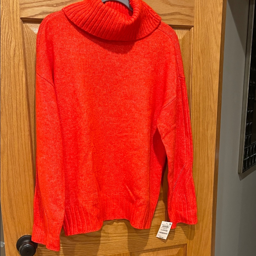 ON 34th orange women’s large fiery red cowl neck sweater NWT